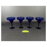 (4) Colbalt Blue Margarita glasses