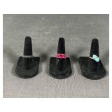 (3) Sterling Rings Turquoise, Black Onyx, and