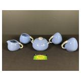 (5) Hall rose Parade Creamer, Sugar, Salt & Pepper