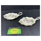 (2) Lenox Holiday Leaf Candleholder