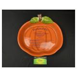 Pottery Pumpkin Pie plate with recipe