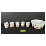 6 Piece Hazel Atlas Tom & Jerry Bowl and 5 Cups