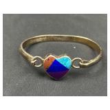 925 Sterling signed, Tri colored Stone Bangle