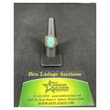 Sterling Wide Band Rng with Turquoise