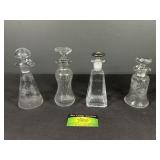 (4) Clear Vinegar and Oil with Stoppers