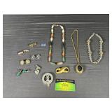 Costume Jewlery Polished Stone, Trifari, Monet