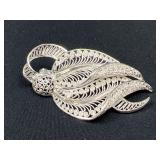 Sterling Germany EB Brooch Silver Flligree