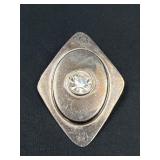 .925 Signed Sterling Brooch with Clear Stone