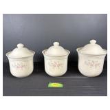 3 Piece Pfaltzgraff Tea Rose Cannister Set