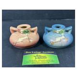 2 Vintage Roseville Candleholder Snowberry