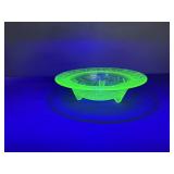 Vintage Uranium Glass 3 footed Bowl with mnor