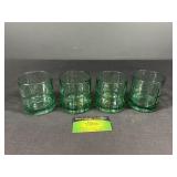 (4) Anchor Hocking Green Double Old Fashion Glass