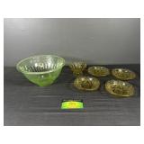 Uranium Glass Mixing Bowl (4) Amber Depression