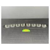 (8) Square clear glass salt cellars in original bx