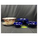 (5) Glass Mixing Bowels, painted plate, and Fall