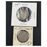 1901 & 1912D V Nickel