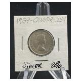 1959 Canadian 25 Cent Silver 80%