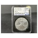 2017 Silver Eagle Early Releases NGC MS70