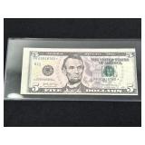 2017A Federal Reserve Five Dollar Note miss Cot