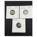 (3) Half Dimes 1853, 1854-o with arrows and