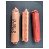3 Rolls of Wheat Cents Unsearched Dates