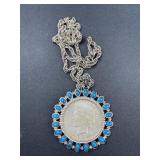 1922 Silver Peace Dollar wit Bezel and Necklace