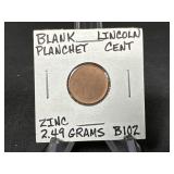 Blank Zinc Lincoln Cent Planchet