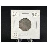 1883 V Nickel no cents