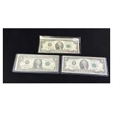 (2) 1976 Green Seal Two Dollar Federal Reserve