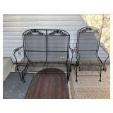 Wrought Iron Bench & Chair