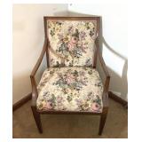 Floral Upholstered Armchair with Wood Frame
