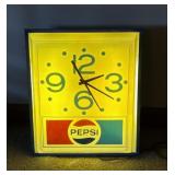 1960s70s Plastic Pepsi Blue Dot Lighted Clock