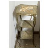 Marble Topped Brass Three-Tier Plant Stand