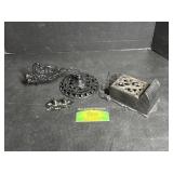 Vintage Cast Iron Matchbox & Cast Iron Handle