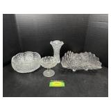 Cut Glass Bowls, Vase, and More