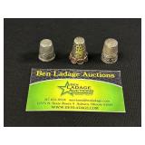 3 Thimbles ,  2 unmarked and 1 nickel silver