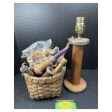Sewing items and Spool Lamp