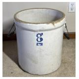 8-Gallon Antique Stoneware Crock with wire bails