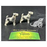 Cast metal dogs and cat