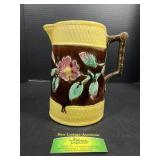 Antique English majolica dogwood creamer/pitcher