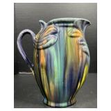 Art Nouveau-style drip glaze pitcher