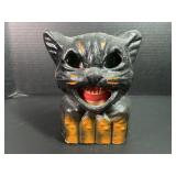 Early Papier-Mï¿½chï¿½ Black Cat Halloween Lantern