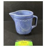 Vintage Blue Art Pottery Chain Design Pitcher