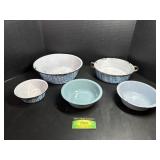 Blue Enamel Ware Bowls and More