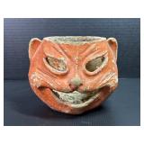 Vintage Halloween Paper Mache Orange Cat Lantern