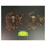 2 Cardboard Halloween Black Cat Wall Decorations