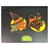 2 Cardboard Halloween Witch Wall Decorations