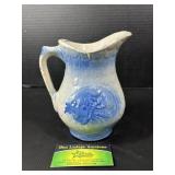 Stoneware Pitcher with Raised Floral Design