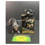 Cat bookend and statue