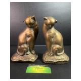 Art Deco Bronze-Tone Cat Figurines ï¿½ Pair